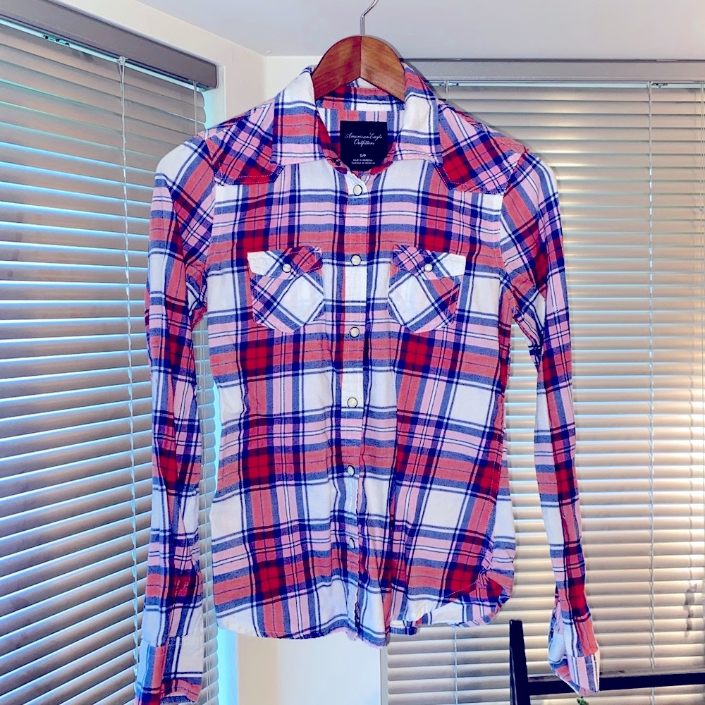 American Eagle Flannel Snap Button Up